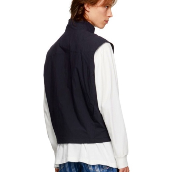 Han Kjobenhavn Navy Track Vest with Gold Tone Zipper and Logo Detail - Picture 6 of 10